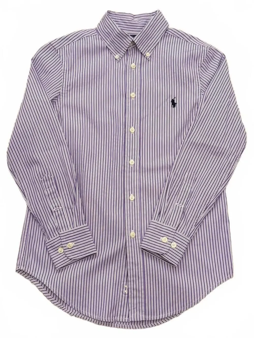 Polo Ralph Lauren Boys‎ Size 10 (M) Striped Button Down Shirt Purple & White